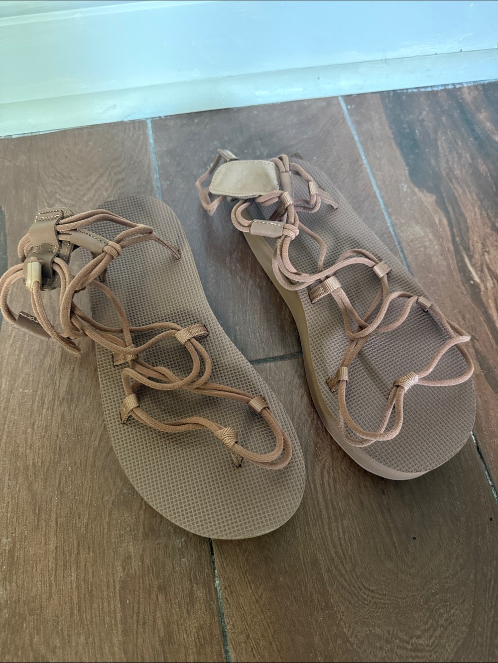 Teva Women's Strappy Lace-Up Sandals in Light Brown - Picture 3 of 8